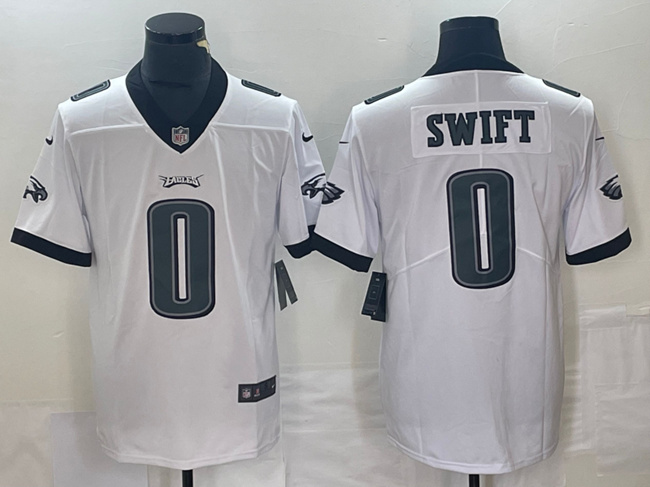 Men's Philadelphia Eagles #0 D'Andre Swift White Vapor Limited Stitched Football Jersey